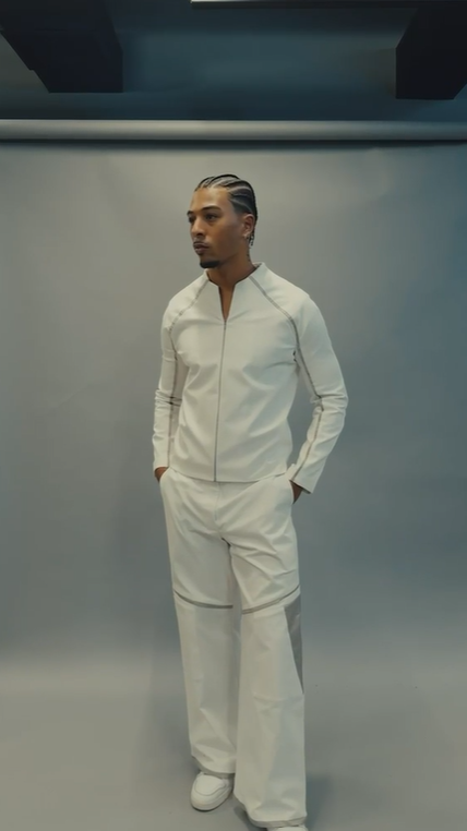 JORDYC Contrast-Stitch Track Set – White